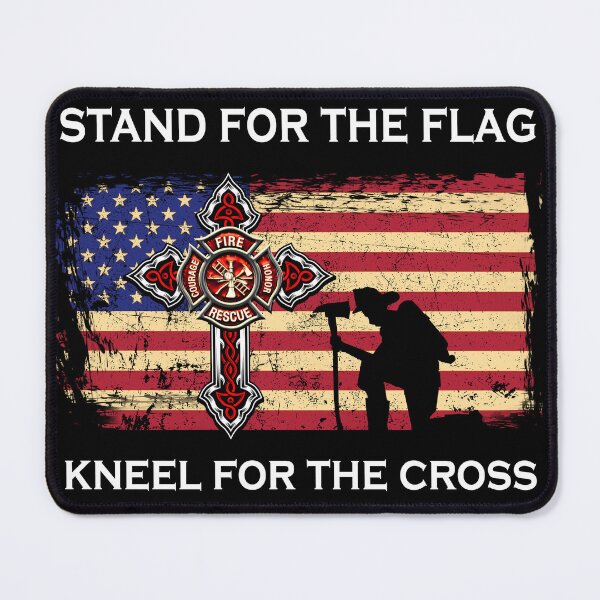 Item preview, Firefighter kneels for cross american flag patriotism designed and sold by Alex8536.