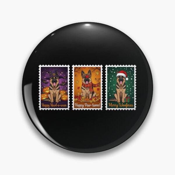 Item preview, German Shepherd Holiday Stamp – Halloween, Fall, Christmas Dog Art designed and sold by The Real Life Symphony.