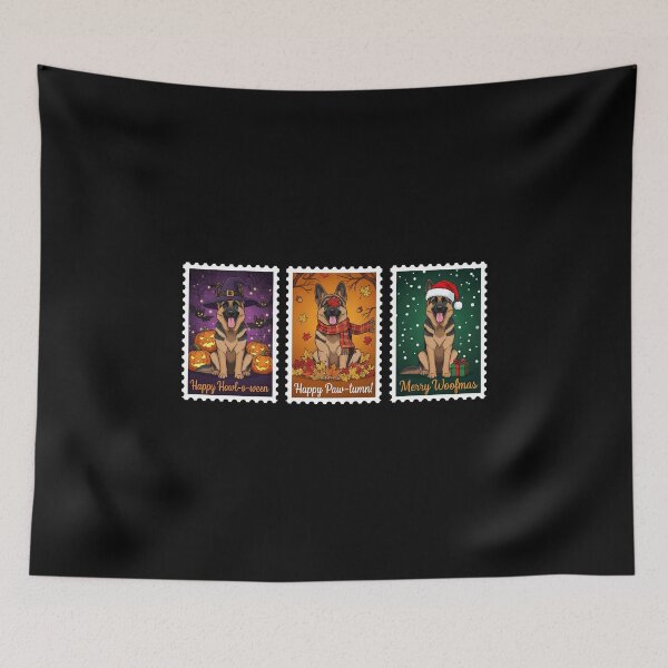 Item preview, German Shepherd Holiday Stamp – Halloween, Fall, Christmas Dog Art designed and sold by The Real Life Symphony.