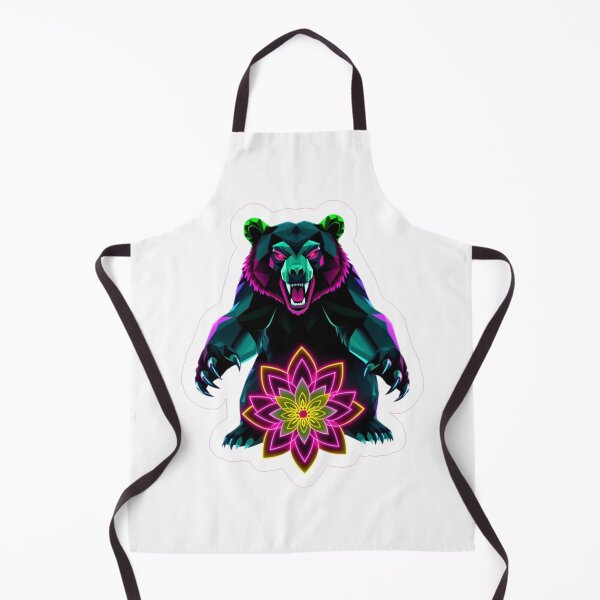Item preview, Neon Geometric Bear – Vibrant Green and Pink Wildlife with Neon Flower” designed and sold by Naturalite19.