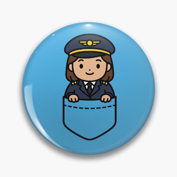 Item preview, Cute Kawaii Female Airline Pilot Pocket Cartoon Aviation designed and sold by chrisrivait.