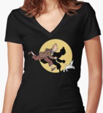 TINTIN Women's Fitted V-Neck T-Shirt