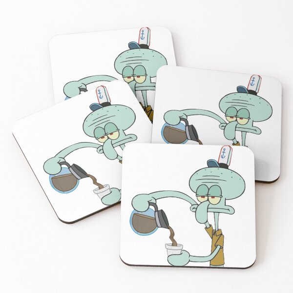 Item preview, Squidward Coffee Sticker – Funny SpongeBob Octo Meme for Tired Coffee Lovers designed and sold by 808 Design.