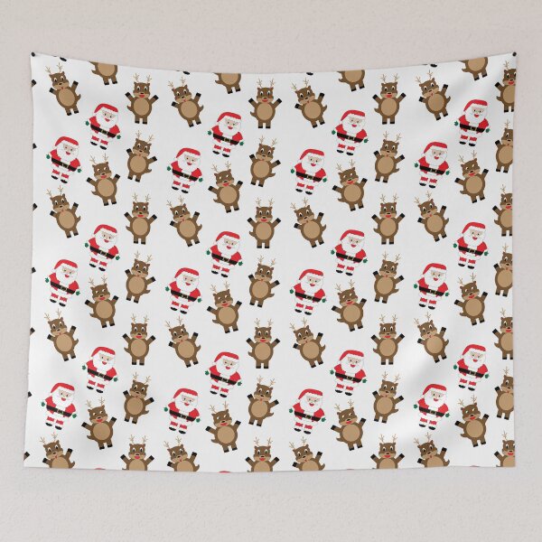 Item preview, Santa Red Pattern Reindeer White Background designed and sold by ValeriesGallery.