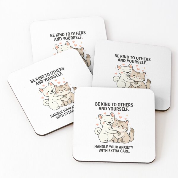 Item preview, Cute Dog and Cat Hug Sticker – Mental Health & Anxiety Awareness Quote | Be Kind Artwork designed and sold by Anxiety & Sass Co..