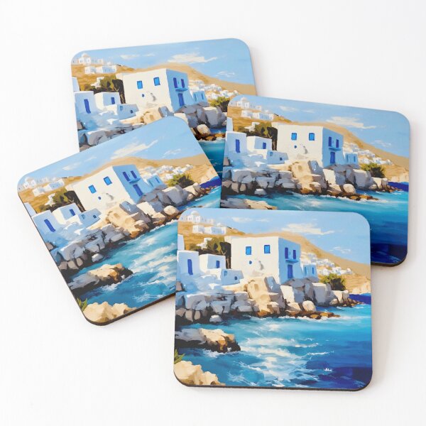 Item preview, Coastline village on Mykonos  designed and sold by Island Art Studios.
