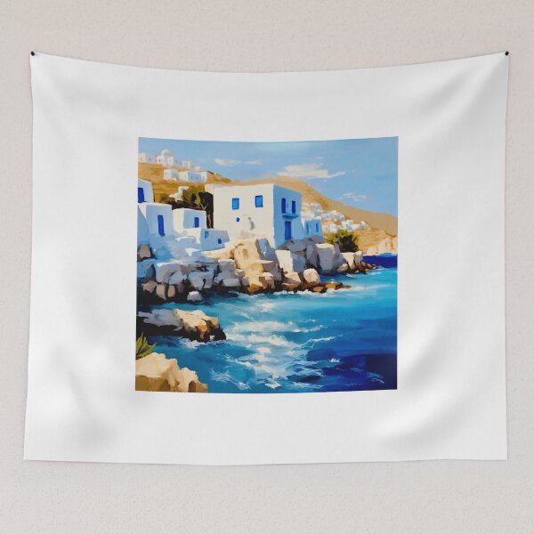Item preview, Coastline village on Mykonos  designed and sold by Island Art Studios.