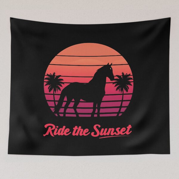 Item preview, Friesian in a Retro Sunset with Quote designed and sold by Friesian-Fan-S.