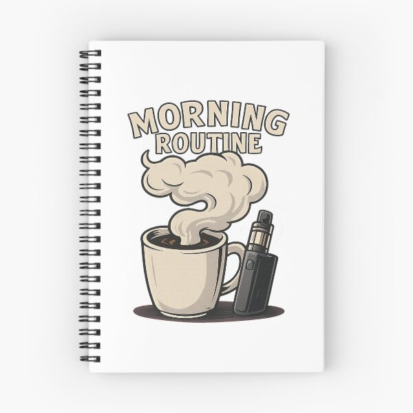 Artikelvorschau, Morning Routine Vape & Coffee T-Shirt – Vintage Style Cloud Chaser Design entworfen und verkauft von House of Taste Vape Designs.