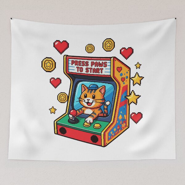 Item preview, Retro Arcade Cat - Press Paws to Start designed and sold by sherifshaaban.