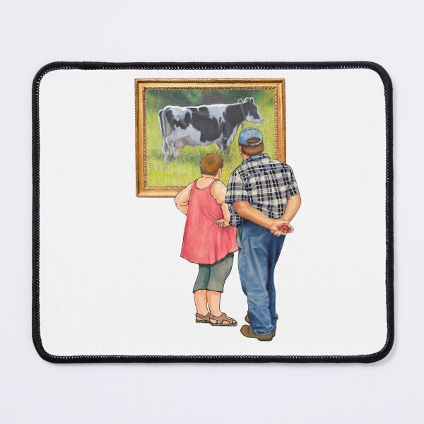 Item preview, Farmer and His Wife at the Art Gallery No. 2, COW Painting, Illustration designed and sold by JoyfulWhimsy.