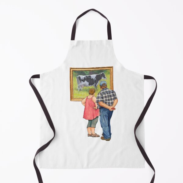Item preview, Farmer and His Wife at the Art Gallery No. 2, COW Painting, Illustration designed and sold by JoyfulWhimsy.