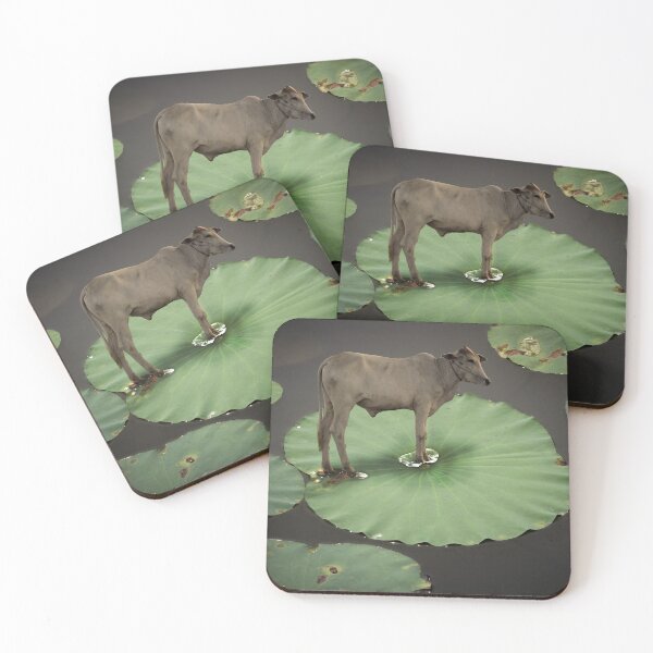 Item preview, cow on a lily pad - surreal designed and sold by Jenzer83.