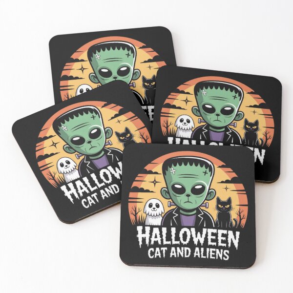 Item preview, Frankenstein Alien Halloween with Cat and Ghost Dog designed and sold by ALL ART .