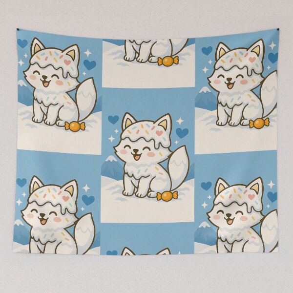 Item preview, Frosted Snow Fox – Kawaii Winter Whimsy designed and sold by Whiskers&Waffles.
