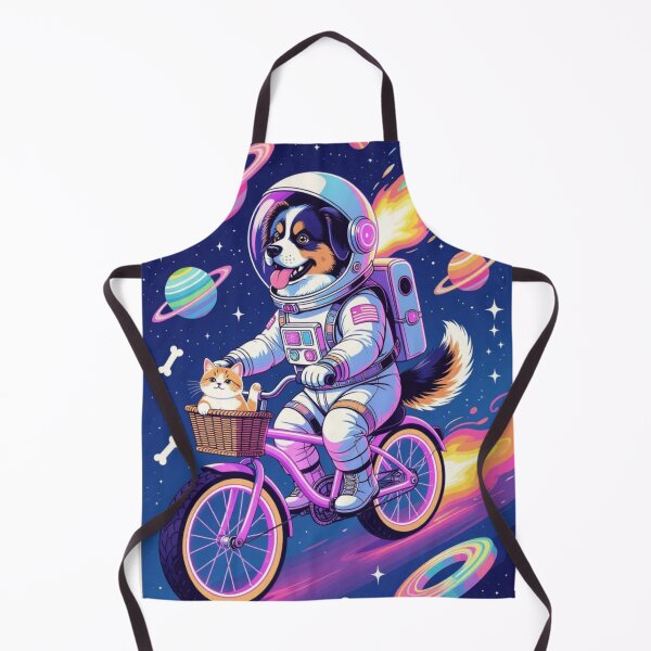 Item preview, Astronaut Dog Riding Bicycle with Cat and Donut designed and sold by Cherry Peony.