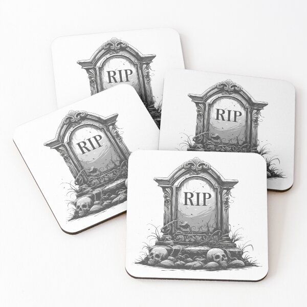 Item preview, RIP gravestone with skulls designed and sold by MendaciousMina.