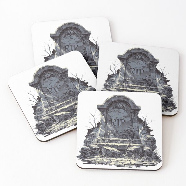 Item preview, RIP gravestone with skulls designed and sold by MendaciousMina.