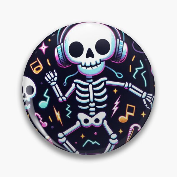 Item preview, Dancing Neon Skeleton – Cute Halloween Party Art with Headphones & Glow Vibes designed and sold by Medeea Publishing.
