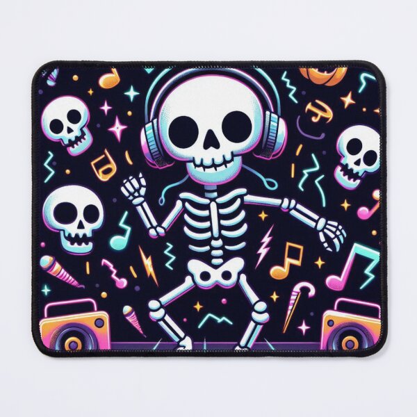 Item preview, Dancing Neon Skeleton – Cute Halloween Party Art with Headphones & Glow Vibes designed and sold by Medeea Publishing.