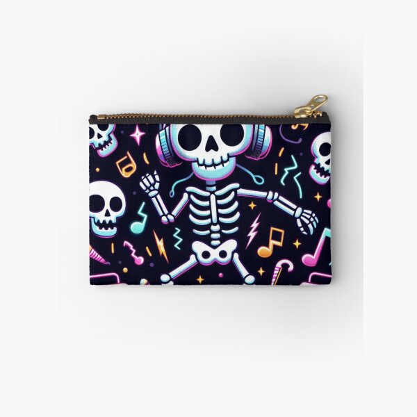 Item preview, Dancing Neon Skeleton – Cute Halloween Party Art with Headphones & Glow Vibes designed and sold by Medeea Publishing.