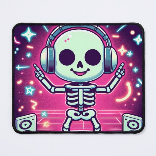 Item preview, Neon Party Skeleton – Cute Halloween Dance Art with Headphones and Glow Lights designed and sold by Medeea Publishing.