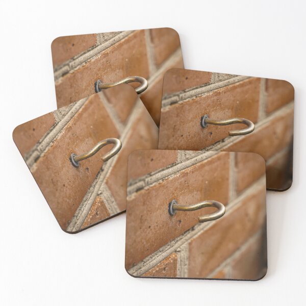 Item preview, Textured red brick wall with metal hook - rustic urban detail. designed and sold by RinaZik.