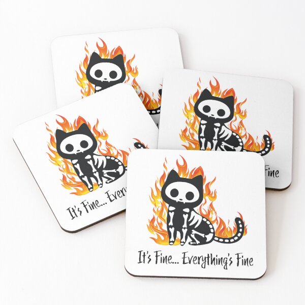 Item preview, Everything's Fine Skeleton Cat designed and sold by Whisker Me This.