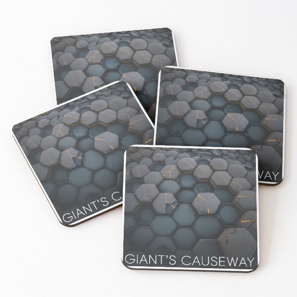 Item preview, Golden Causeway - Abstract Basalt Columns Kintsugi Art designed and sold by Digital Dreams Arts.