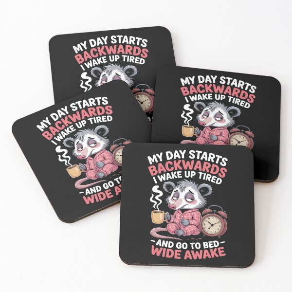 Item preview, My Day Starts Backwards I Wake Up Tired Funny Raccoon designed and sold by AniArtPL.