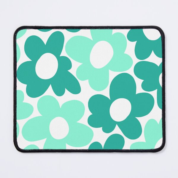Item preview, Retro Turquoise Flowers Pattern designed and sold by EmeraldeaArt.