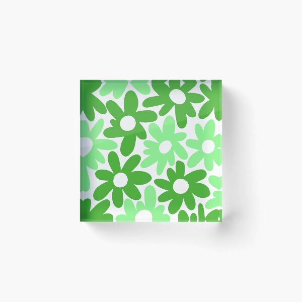 Item preview, Retro Green Flowers Pattern – Light and Dark Shades designed and sold by EmeraldeaArt.
