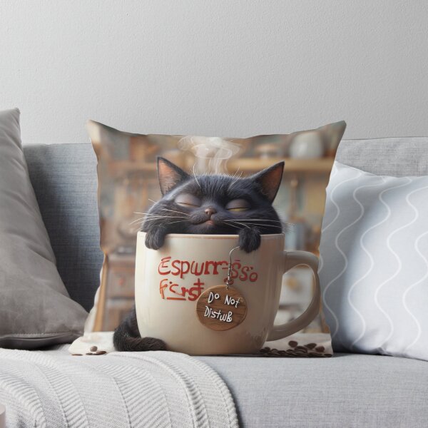 Aperçu de l'œuvre spurrrsso Premier : Le chat endormi du café créée et vendue par MyyVibe.
