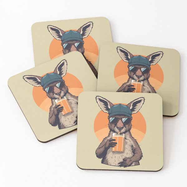 Item preview, Cool Kangaroo Drinking Juice – Fun Summer Cartoon Design designed and sold by Art-Design-EM.