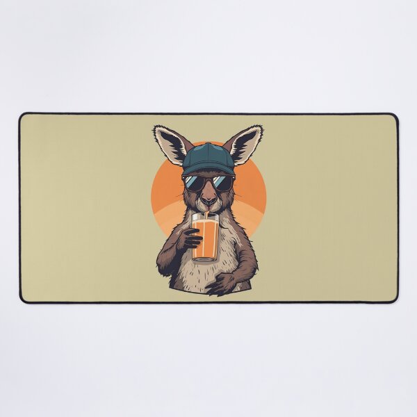 Item preview, Cool Kangaroo Drinking Juice – Fun Summer Cartoon Design designed and sold by Art-Design-EM.