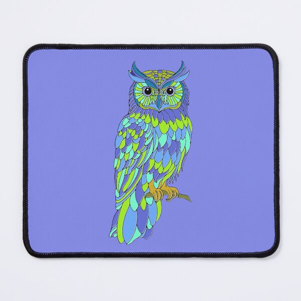 Item preview, Colorful Owl in Blues and Green designed and sold by LaRoach Digital Arts.