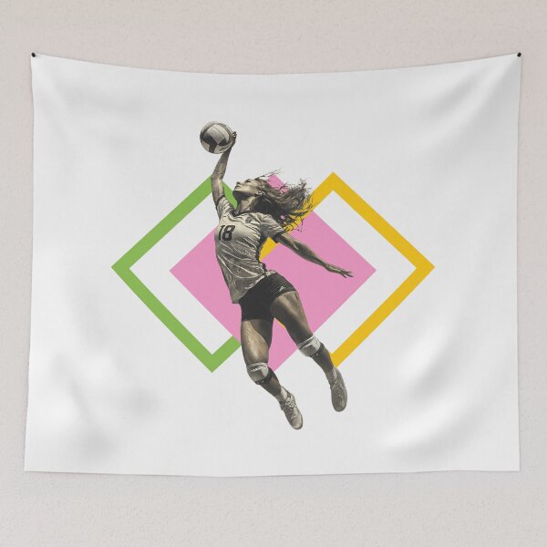 Item preview, Volleyball Hitter Outside Hitter on Striking Geometric Background designed and sold by daila70.