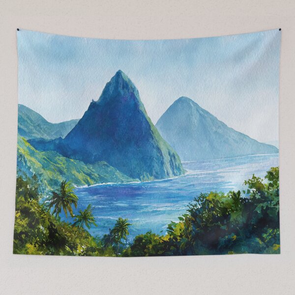Item preview, Vista de los pitones de Santa Lucía - Petit Piton y Gros Piton designed and sold by scicilysimonee.