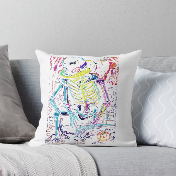Item preview, Trippy Halloween – Skeleton with Hat & Jack-o'-Lantern Classic T-Shirt designed and sold by inkfluenceart.