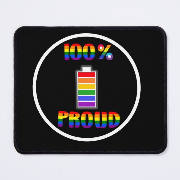 Item preview, ManageView In Uploader Deactivate 0 Designs Sold 100% Proud - LGBTQ+ Rainbow 100% Battery Pride - White circle designed and sold by LavenderLibraryPress.