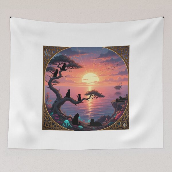 Item preview, Cat watch sunset  designed and sold by Fateh-Kro ⭐⭐⭐⭐⭐.