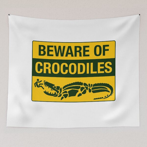 Item preview, Beware of Crocodiles; Warning Sign; designed and sold by StickerApe.