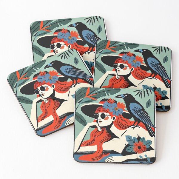 Item preview, Redhead with Crow Tropical Vibes designed and sold by Liscar95.
