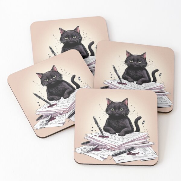 Item preview, Whimsical Black Cat Messing with Paperwork designed and sold by MyyVibe.