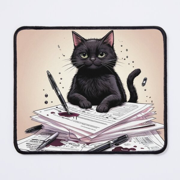 Item preview, Whimsical Black Cat Messing with Paperwork designed and sold by MyyVibe.