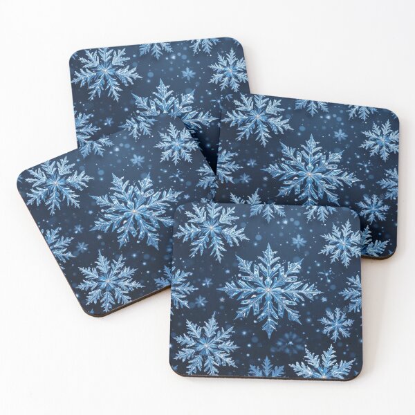 Item preview, Intricate Blue Snowflakes on Dark Background designed and sold by InezPhotography.