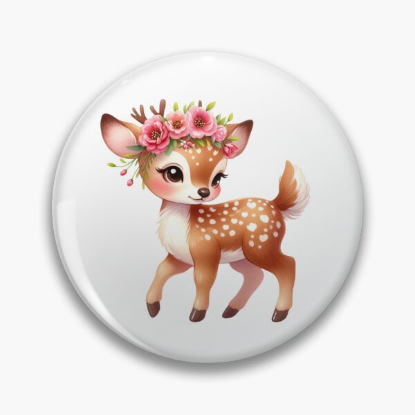 Item preview, Adorable deer with cute roses on its head designed and sold by JonysCreativeDesigns.