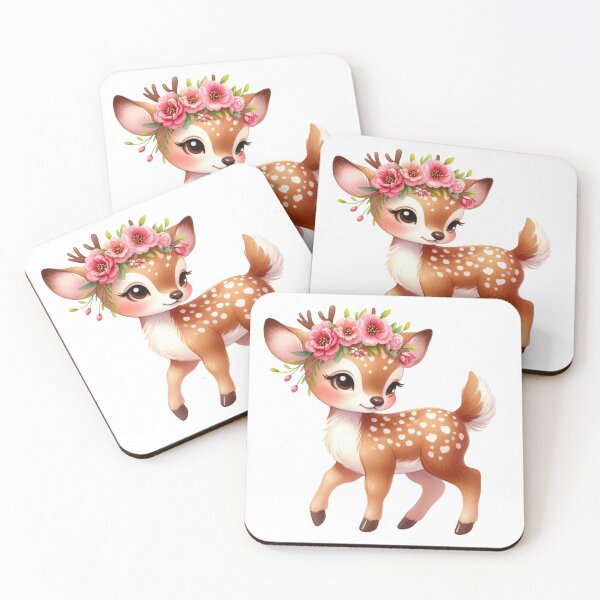 Item preview, Adorable deer with cute roses on its head designed and sold by JonysCreativeDesigns.