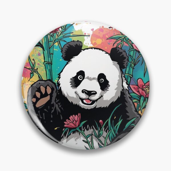 Item preview, Playful Panda Floral Art Print – Colorful Bamboo & Wildflower Design designed and sold by WildInkFusion.