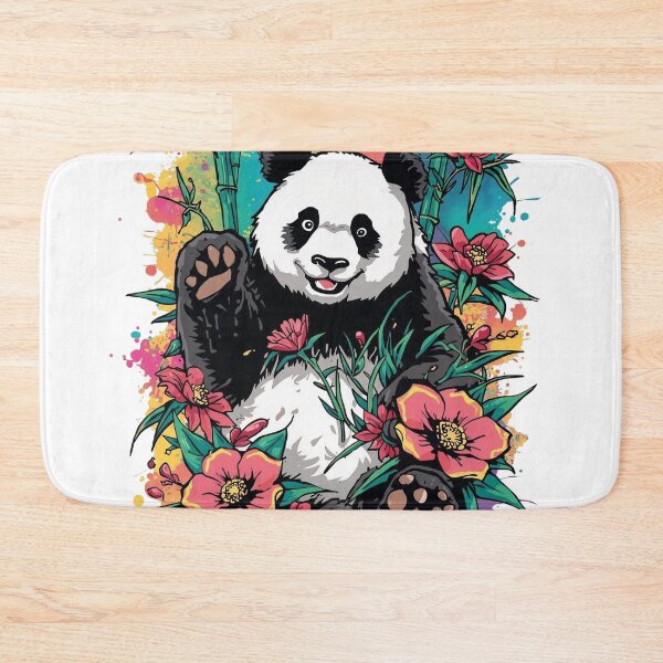 Item preview, Playful Panda Floral Art Print – Colorful Bamboo & Wildflower Design designed and sold by WildInkFusion.